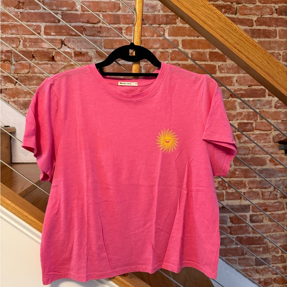 Marine Layer Pink Tee with Yellow Sun Graphic